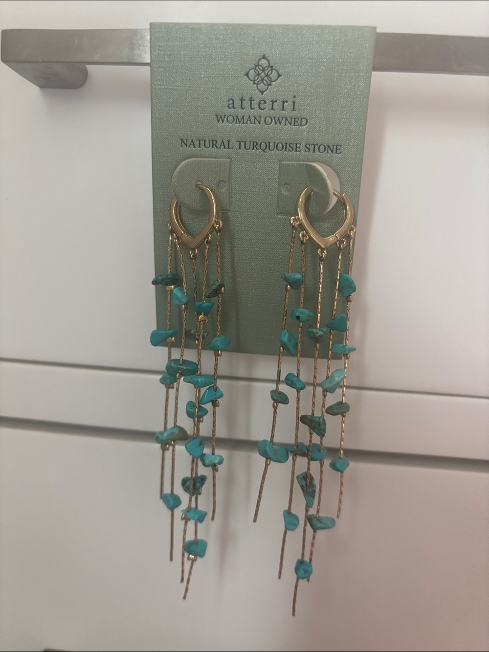 Atterri Natural Turquoise Stone Dangle Earrings